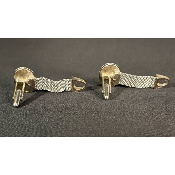 Vintage Delft Swank Nautical Blue Porcelain Sailboat Cufflinks Silver Tone Oval - Picture 5 of 13